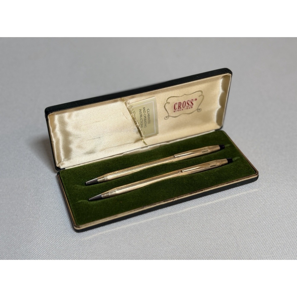 Vtg CROSS Classic Century 1/20 10kt Gold Filled Pen & Pencil Set USA Case Works